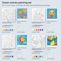 Arteza® Kids Canvas Paint Kit, 4 8x8 Canvas with Brushes & Paints Ocean Scenes