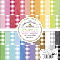 Doodlebug Design Inc.™ Petite Prints Buffalo Check & Woodgrain Paper Pad, 6" x 6"