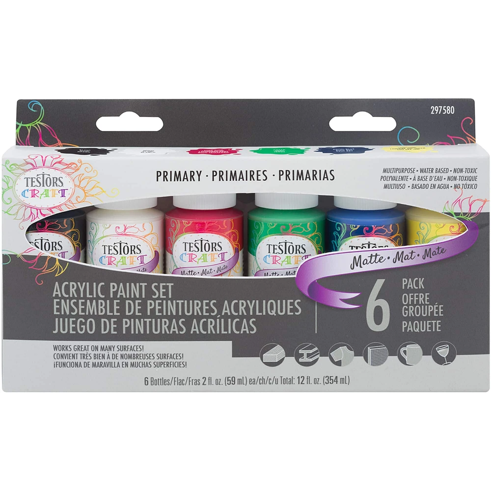 Testors® Craft Primary Matte Acrylic Paint Set