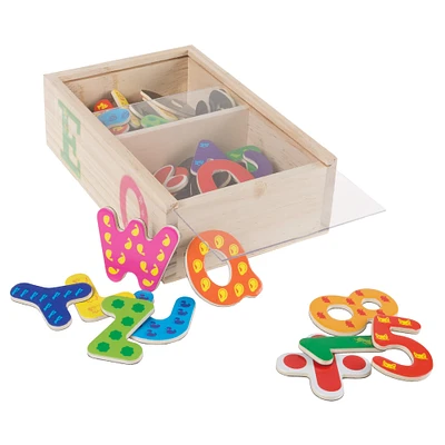 Toy Time Math & Alphabet Wooden Refrigerator Magnets Set