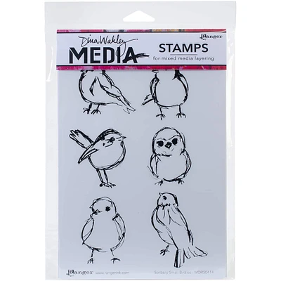 Dina Wakley Media Scribbly Small Birdies Cling Stamps