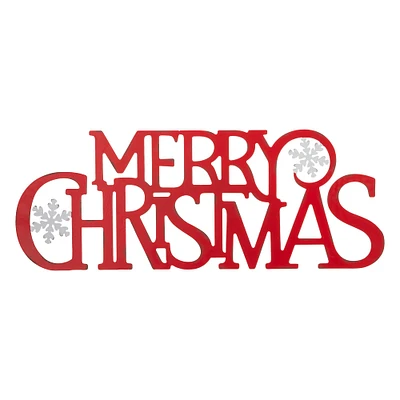 Glitzhome® 24" Red Merry Christmas Metal Wall Décor