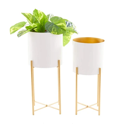 CosmoLiving by Cosmopolitan Set of 2 Iron Contemporary Planter