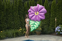 6ft. Inflatable Green & Pink Hibiscus Flower Pool Float