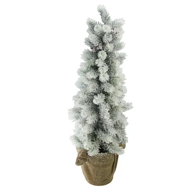 2.5ft. Unlit Flocked Pine Slim Artificial Christmas Tree