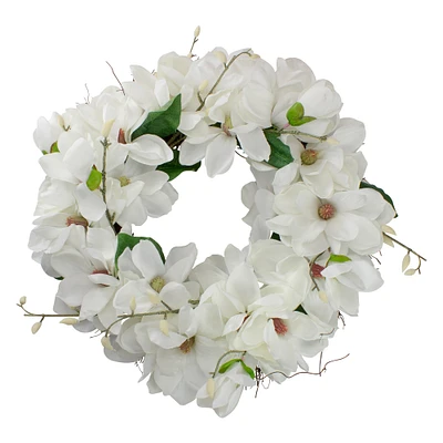 24" White Magnolia Artificial Spring Wreath