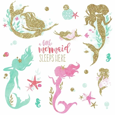 RoomMates Glitter Mermaid Peel & Stick Wall Decals