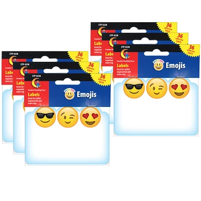 Creative Teaching Press® Emoji Fun Name Tag Labels, 6 Packs of 36