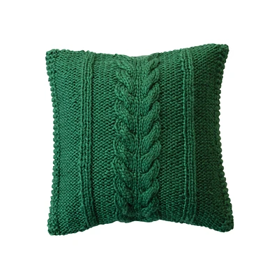 20" Green Cable Knit Accent Pillow