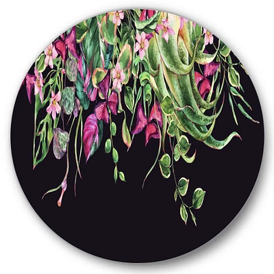 Designart - Floral Tropical Leaves Om Black