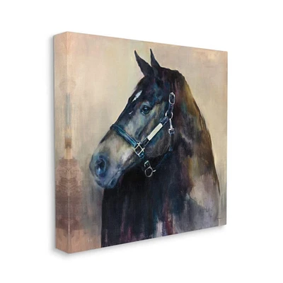 Stupell Industries Black Horse Riding Harness Abstract Watercolor Canvas Wall Art