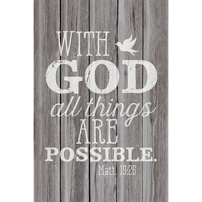 With God All Things Wood Plaque