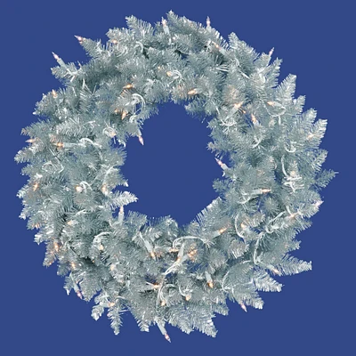 30" Clear Mini Lights Silver Fir Artificial Christmas Wreath