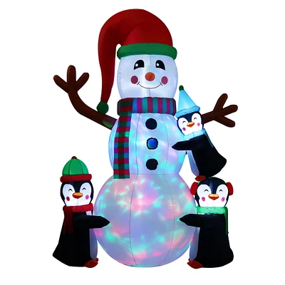 8ft. Inflatable Snowman with Penguins