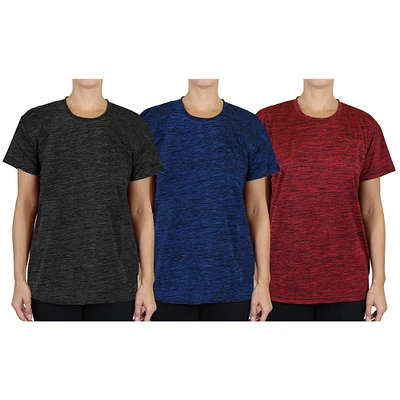 Galaxy by Harvic Women's Moisture Wicking Performance T-Shirt 3 Pack