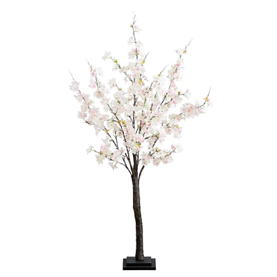 4ft. Pre-Lit Blossoming Pink Artificial Cherry Tree with Warm White LED Lights