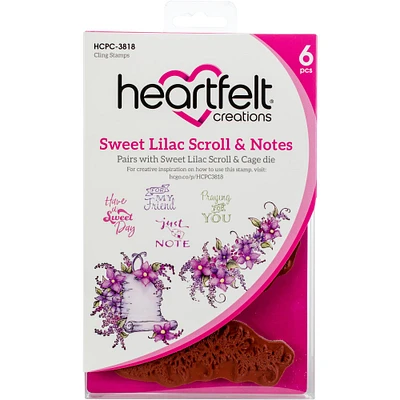 Heartfelt Creations® Sweet Lilac Scroll & Notes Cling Rubber Stamp Set
