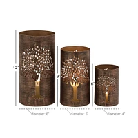 Brown Metal Eclectic Lantern Set