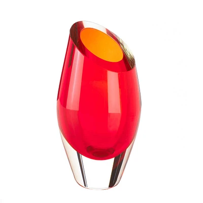 9.5" Red Cut Glass Vase
