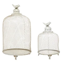 Silver Metal Contemporary Lantern Set, 17" & 12"