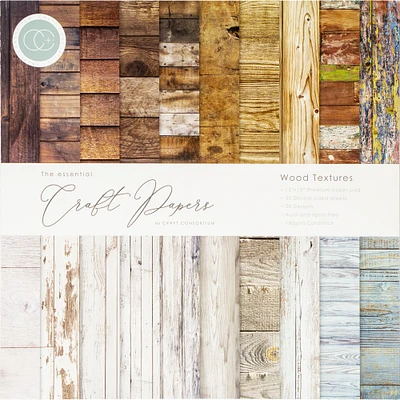 Craft Consortium Wood Textures Double-Sided Paper Pad, 12" x 12"