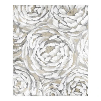 Cream & Gray Floral Sherpa Fleece Blanket