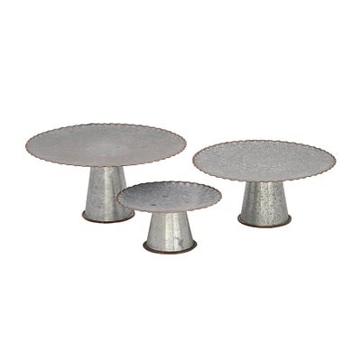 Gray Metal Farmhouse Cake Stand Set