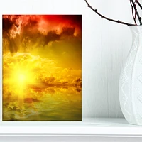 Designart - Red Dramatic Sky with Yellow Sun - Landscape Canvas Art Print