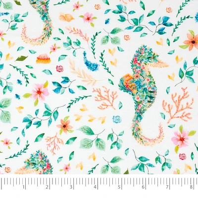 SINGER Denise Palmer White Seahorse Cotton Fabric