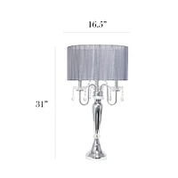 Elegant Designs™ 31" Gray Sheer Shade Table Lamp with Hanging Crystals