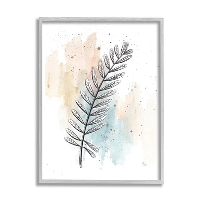 Stupell Industries Foliage Plant Stem over Watercolor Wall Art with Frame