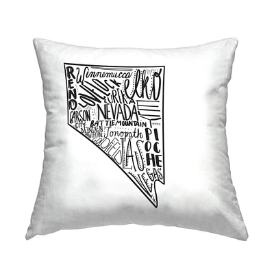 Stupell Industries Nevada State Typography Map Various Cities Throw Pillow, 18" x 18"