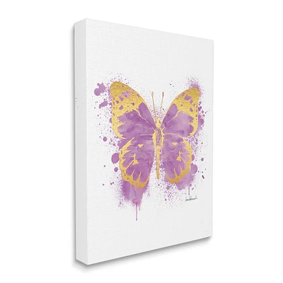 Stupell Industries Purple Butterfly Paint Splatter Glam Insect Canvas Wall Art