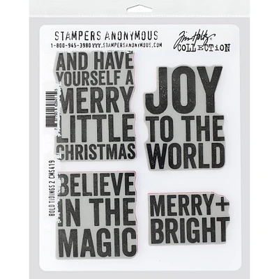 Stampers Anonymous Tim Holtz® Bold Tidings No.2 Cling Stamps