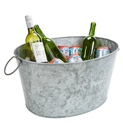 Mind Reader 10'' Medium Round Galvanized Steel Beverage Tub with Handles