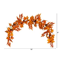 6ft. Maple Leaves, Pumpkins, Gourds, Berries & Pinecones Fall Garland