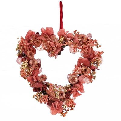 16" Valentine's Day Floral Heart Wreath