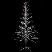 6ft. Pre-Lit White Cascade Twig Artificial Christmas Tree, Multicolor Lights