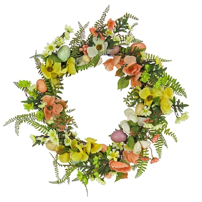 22" Ferns & Flowers Easter Wreath