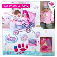 Lissi Dolls 14" Soft Baby Doll & Pram Set