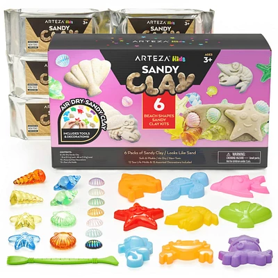 Arteza® Kids Sandy Clay Beach Kit with Shapes ,33 pcs
