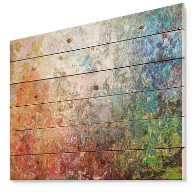 Designart - Board Stained Abstract Art - Abstract Print on Natural Pine Wood