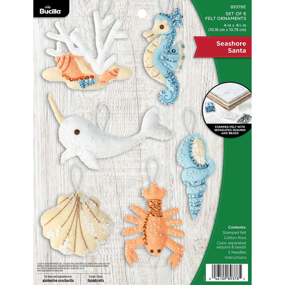 Bucilla® Seashore Santa Felt Ornaments Applique Kit Set