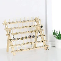 Natural 60-Spool Wooden Sewing Thread Organizer Rack