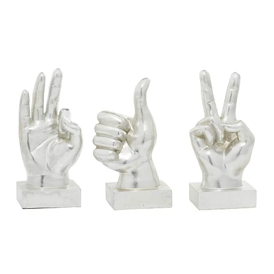The Novogratz Silver Traditional Hand Gesture Sculpture Set