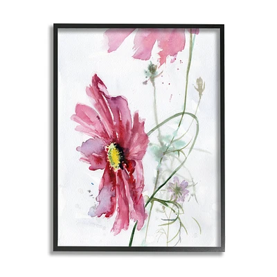 Stupell Industries Bending Pink Cosmo Flower Abstract Floral Watercolor Painting Framed Wall Art