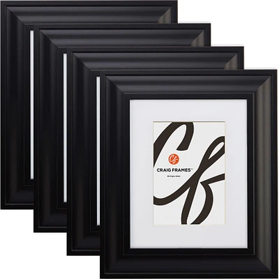 Craig Frames 4 Pack Upscale Satin Black Picture Frame with Mat