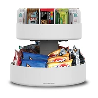 Mind Reader White 2-Tier Lazy Susan Granola Bar and Snack Organizer