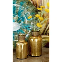 Gold Glam Decorative Glass Bottle Set