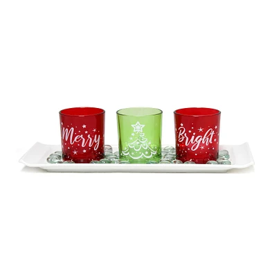 Elegant Designs™ Merry & Bright Christmas Candle Holder Set